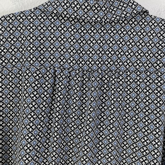 Max Studio Blouse Womens 2X Black White Blue Geometric Print Button Up Shirt - Picture 8 of 9